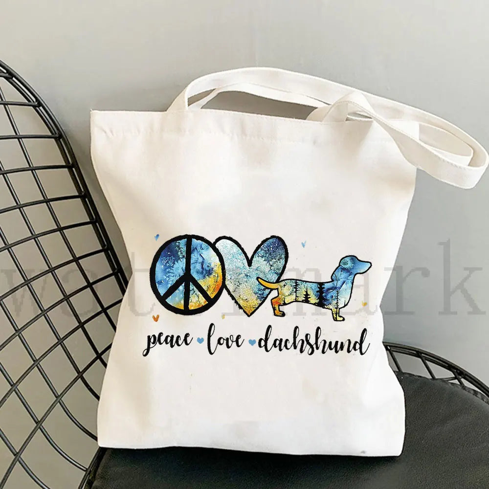 Dachshund Canvas Shopper Bag