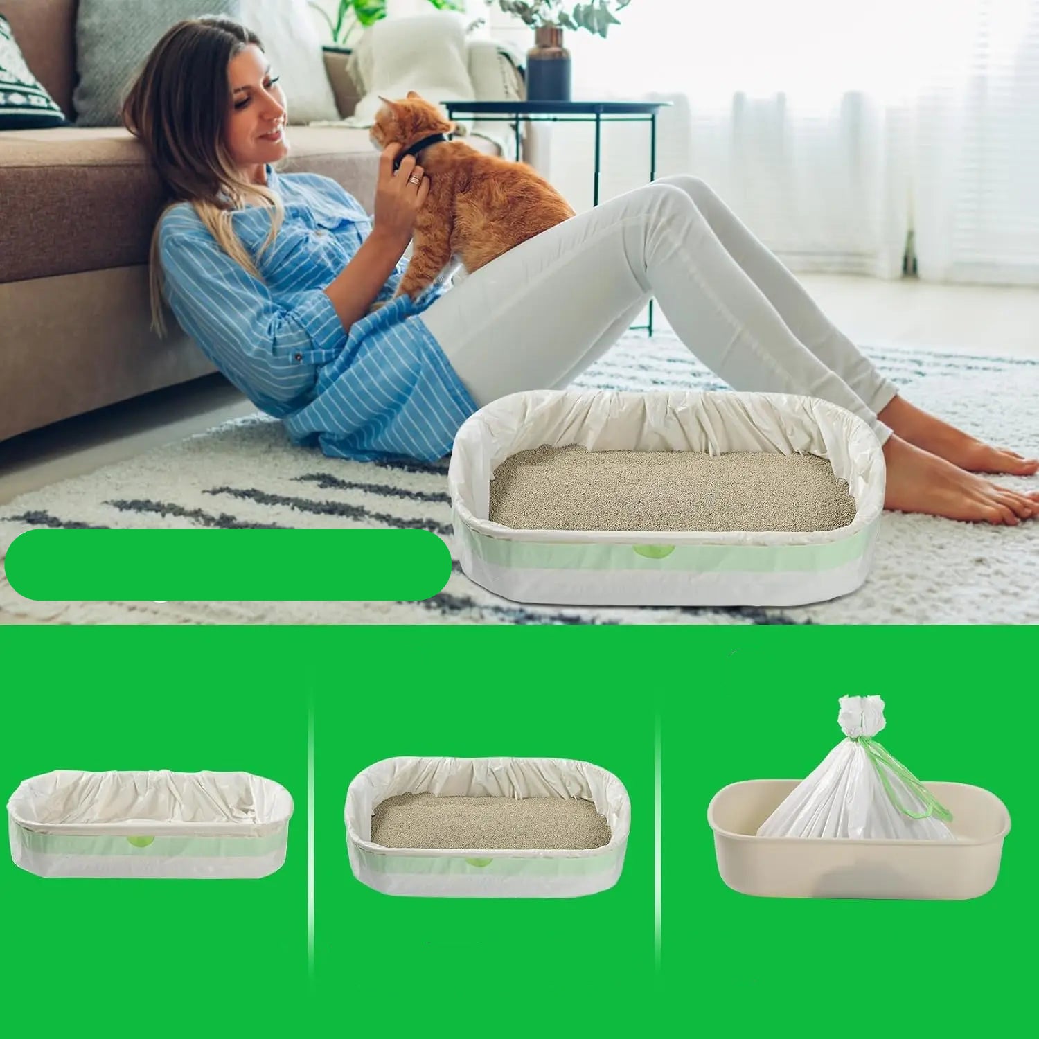 Heavy-Duty Cat Litter Poop Bag with Drawstring