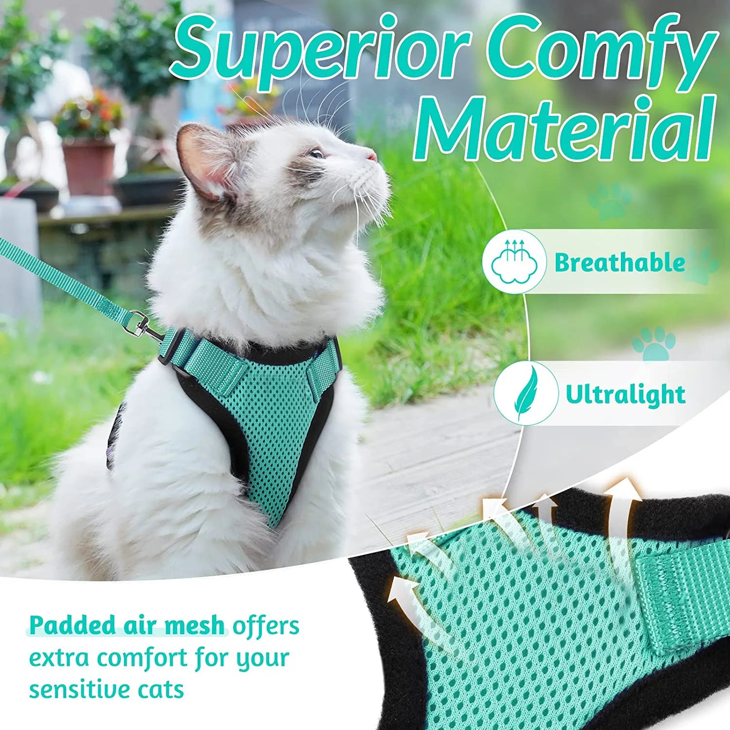 Adjustable Cat Harness and Leash Set