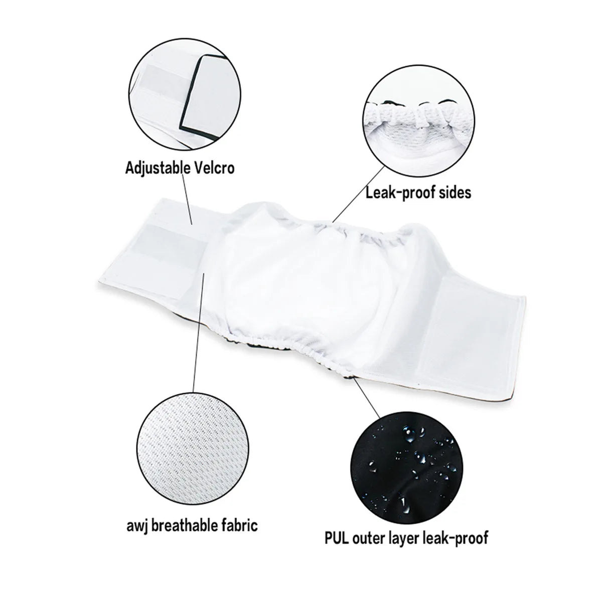 Absorbent Washable Male Dog Belly Band