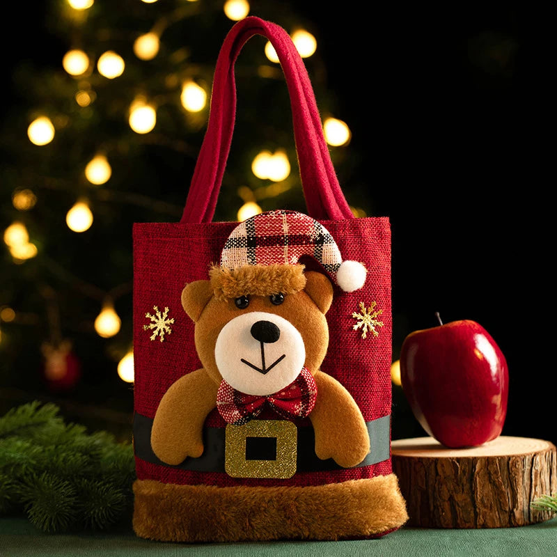 Linen Christmas Candy Bag