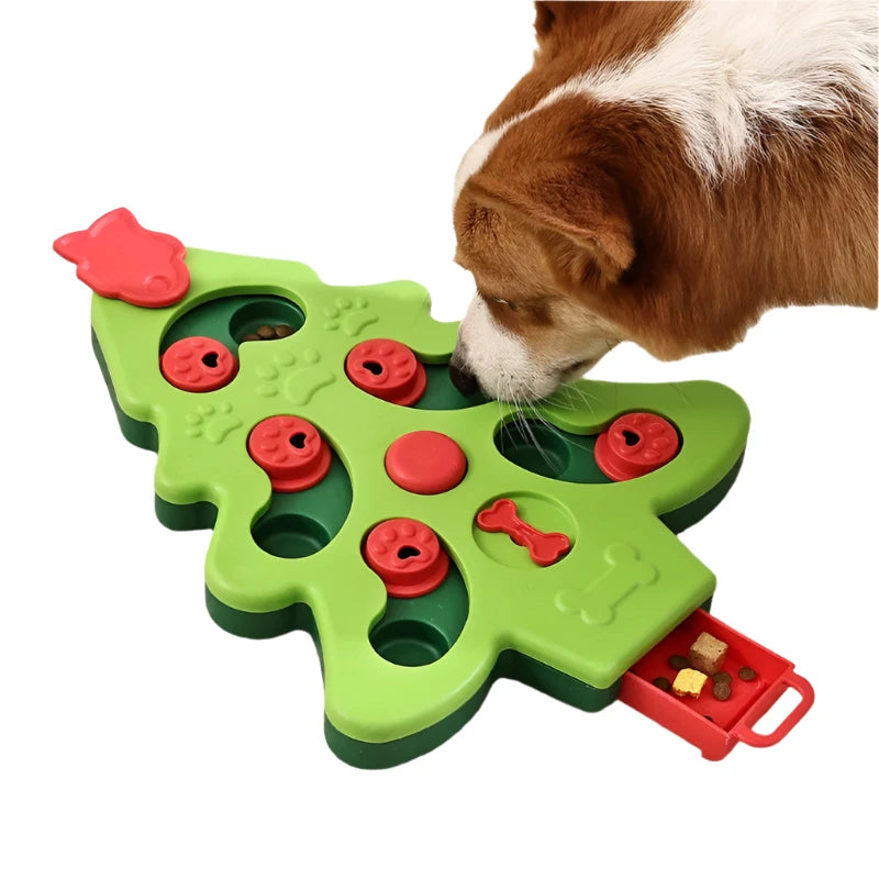 Christmas Tree Dog Puzzle Bowl - Fun Slow Feeder Toy