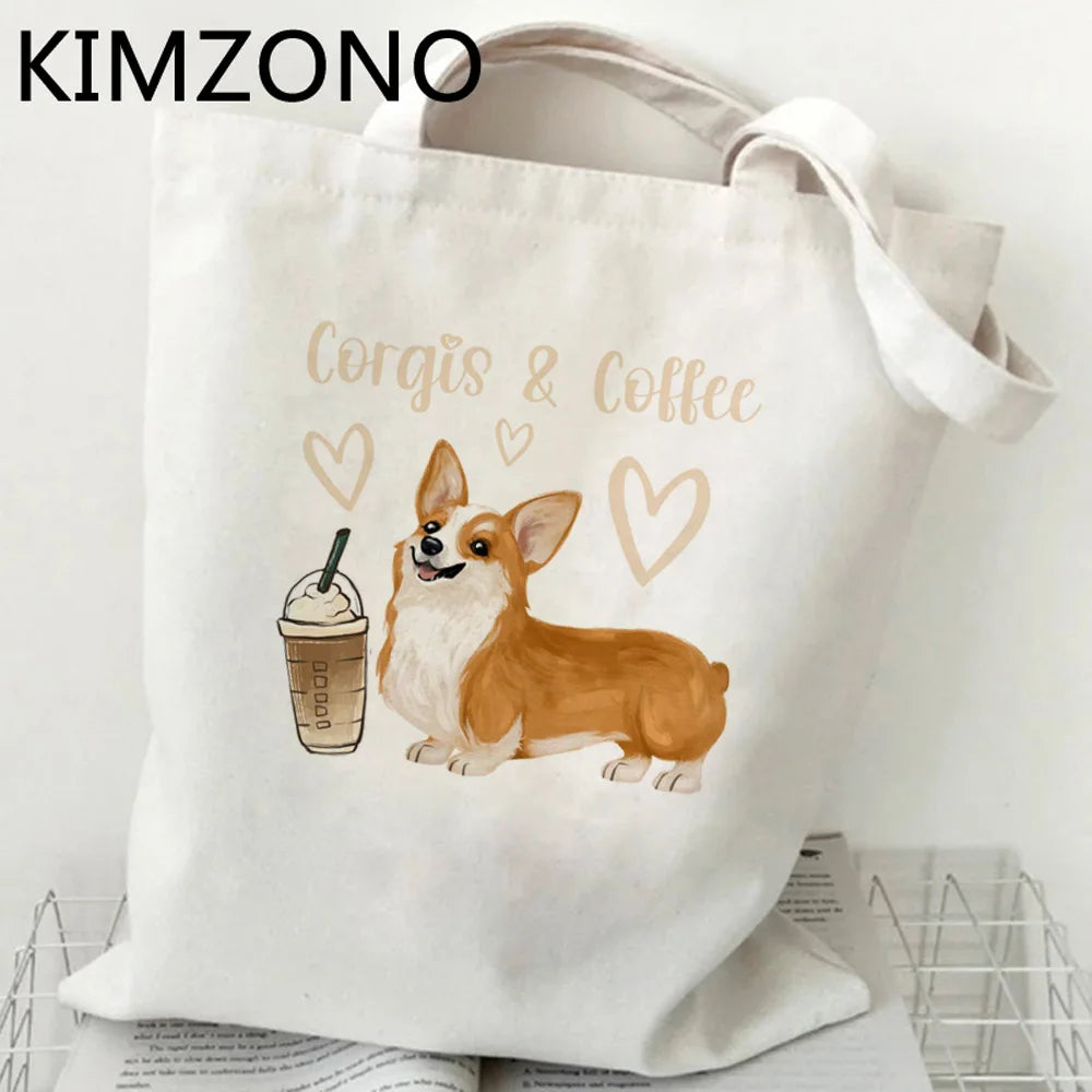 Corgi Canvas Shopping Bag