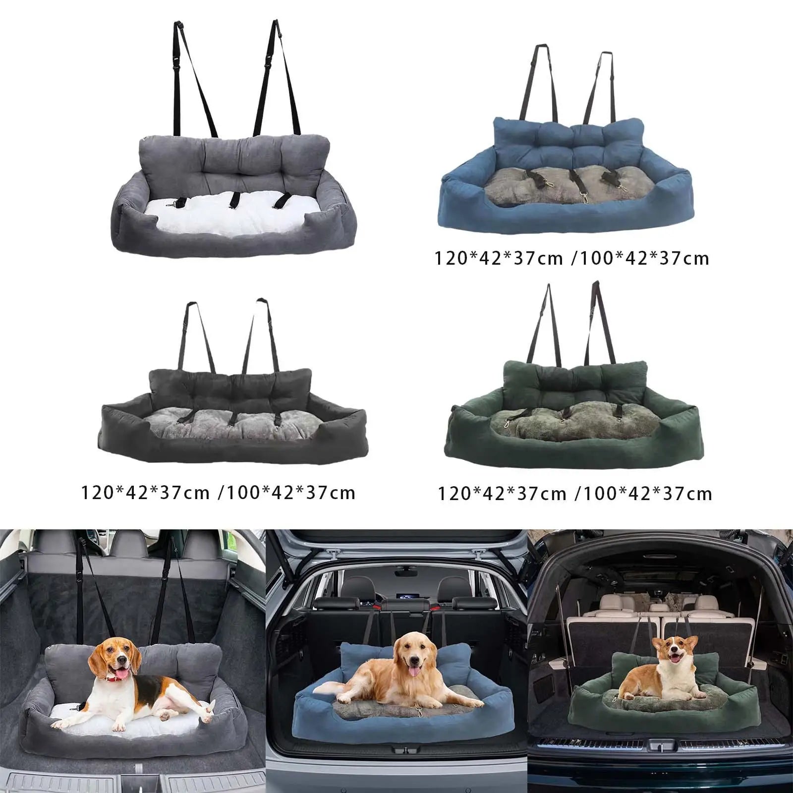 Suede Pet Car Carrier with Safety Straps