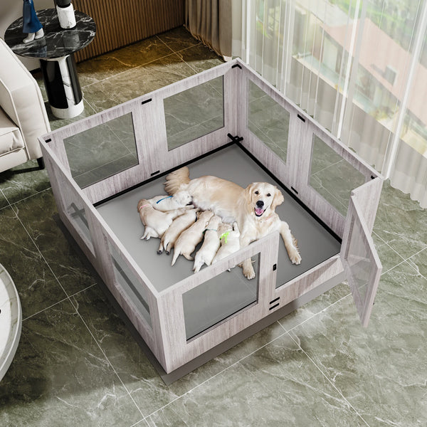 Tempered Glass Dog Playpen with Waterproof Pad - RPBA Shop Australia