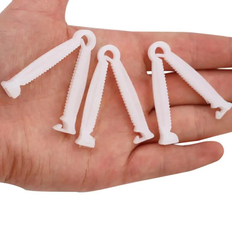 Pet Disposable Umbilical Cord Clamps photographed up close