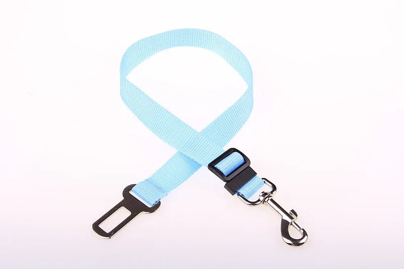 Blue adjustable car seatbelt pet leash for dogs
