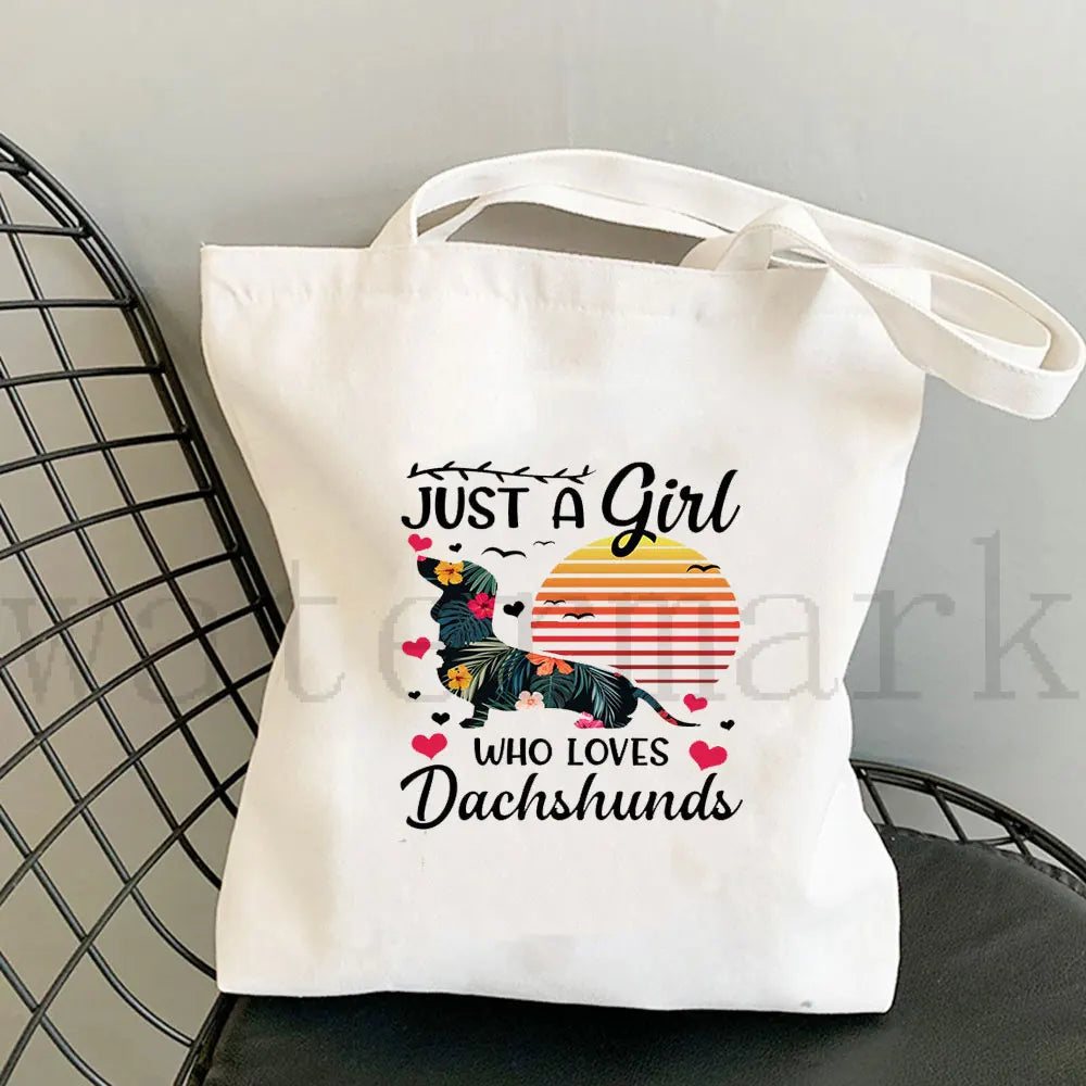 Dachshund Canvas Shopper Bag
