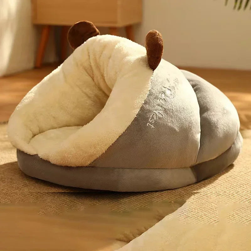 Cosy Plush Cave Bed for Small Pets
