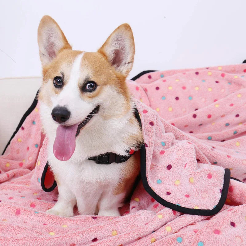 Soft Fluffy Pet Blanket with Dot Patterns