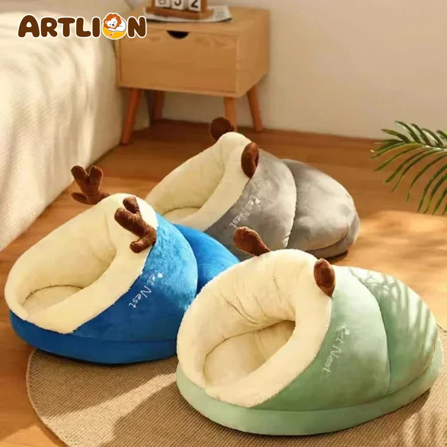 Cosy Plush Cave Bed for Small Pets