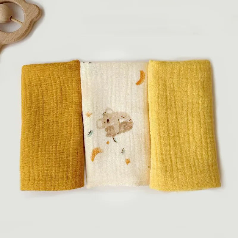 Soft Cotton Face Bath Handkerchief Towel Set photographed up close