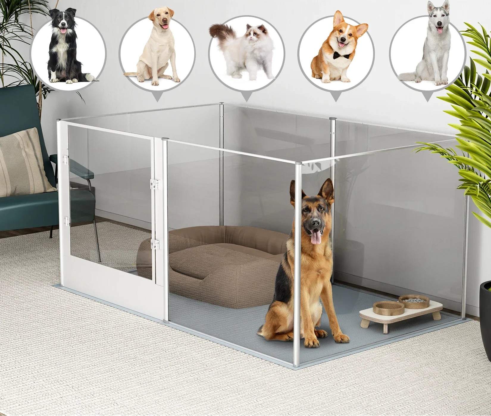 6 Panel Dog Playpen with Waterproof Mat