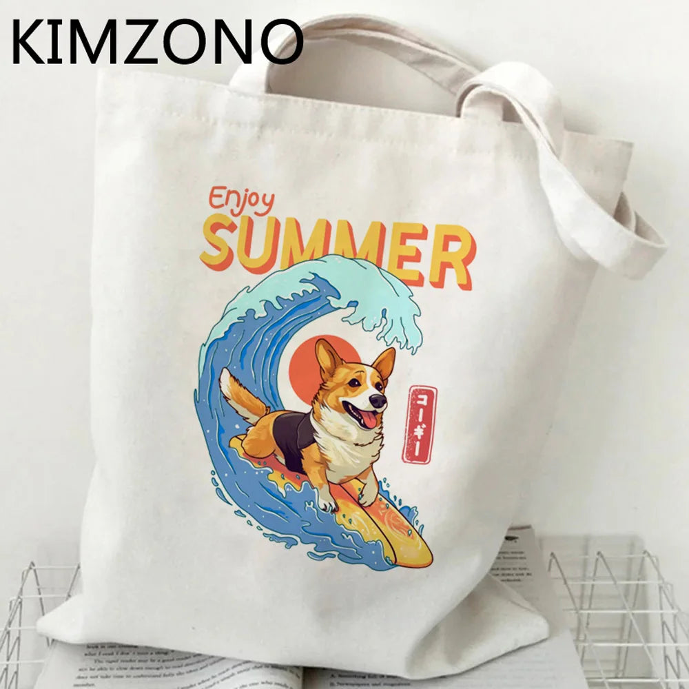 Corgi Canvas Shopping Bag