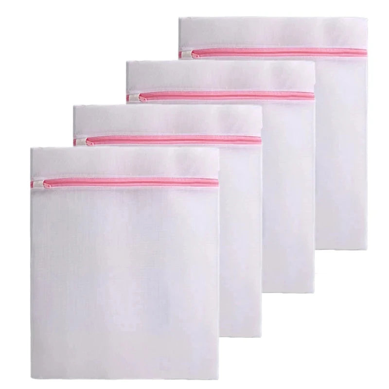 Fine Mesh Pink Zipper Storage Pouch