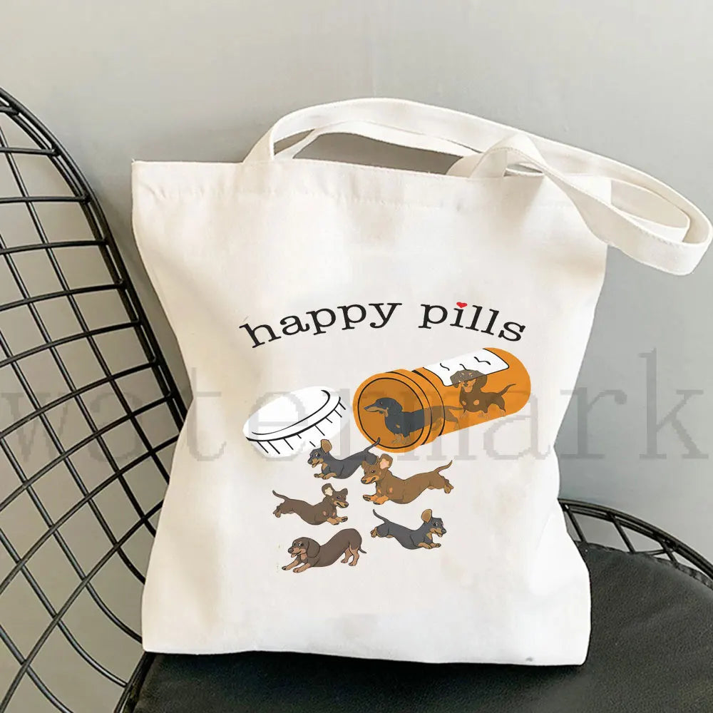 Dachshund Canvas Shopper Bag