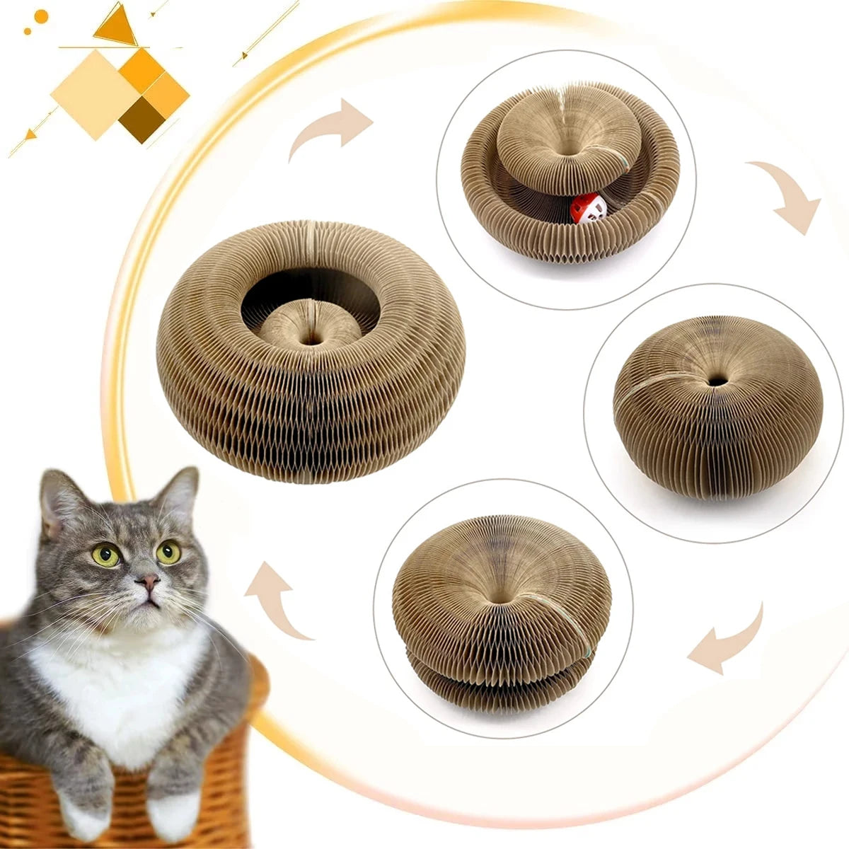 Round Cat Scratch Board with Ball Toy