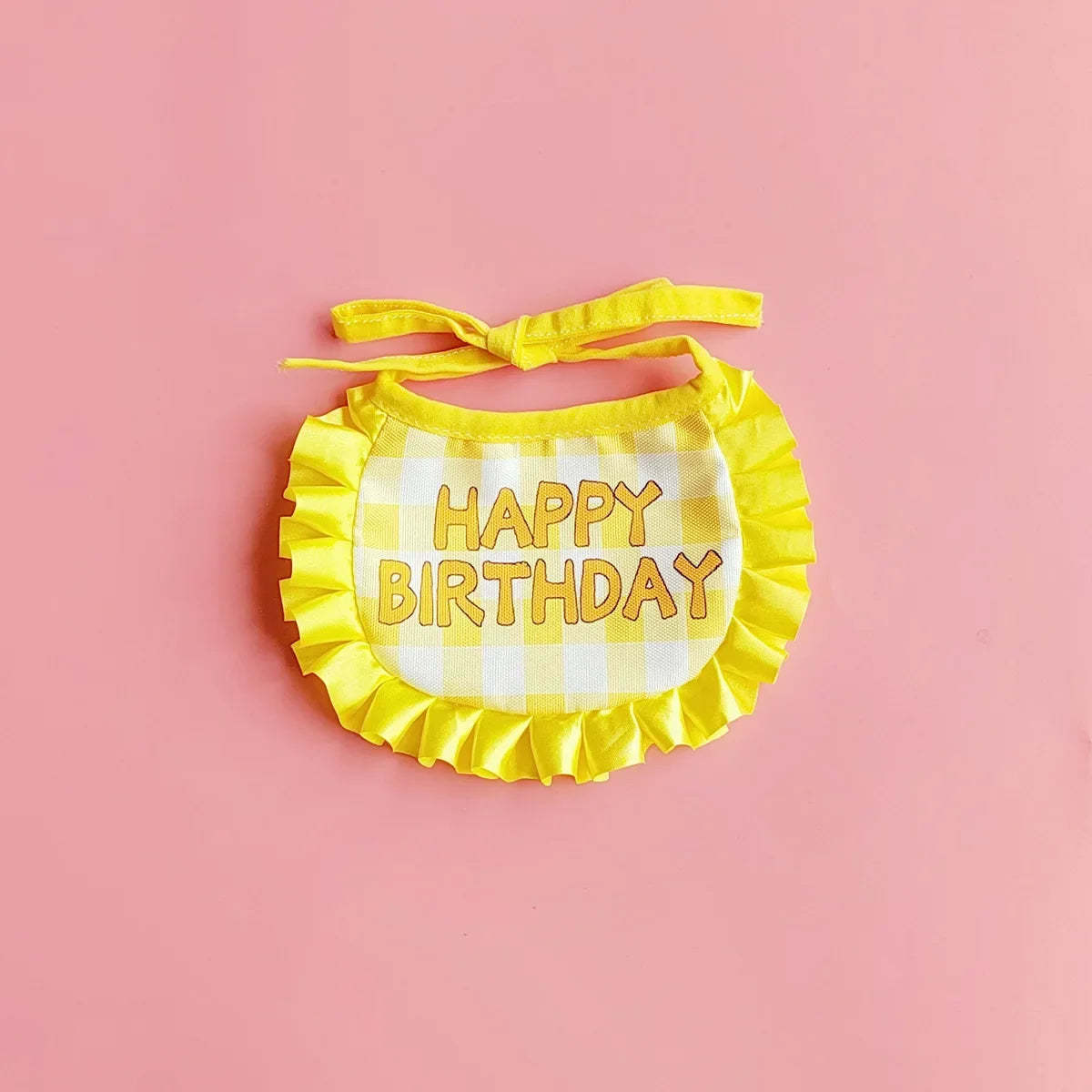 Doggy Birthday Outfit Set Yellow Bandana with Happy Birthday print