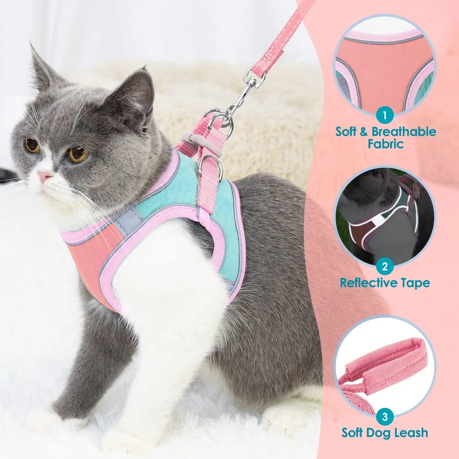Adjustable Reflective Pet Harness Set