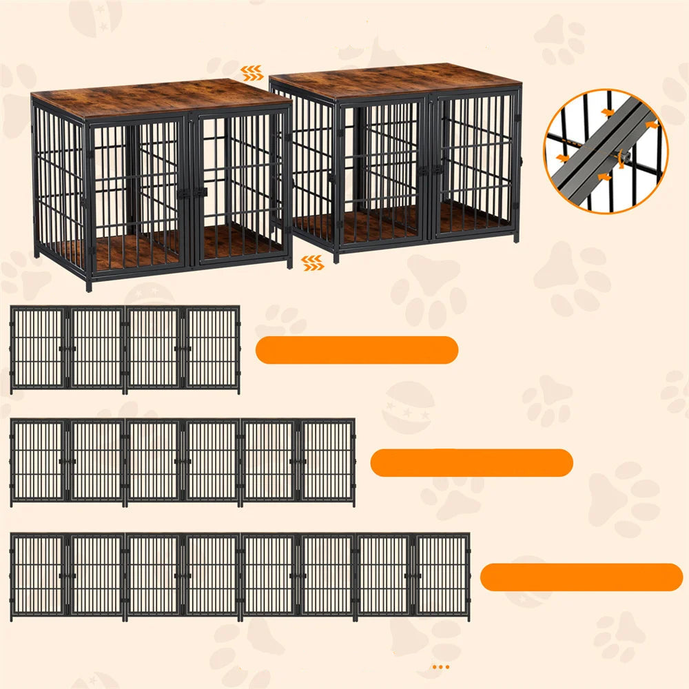 Heavy Duty Dog Crate with Divider and Four Doors
