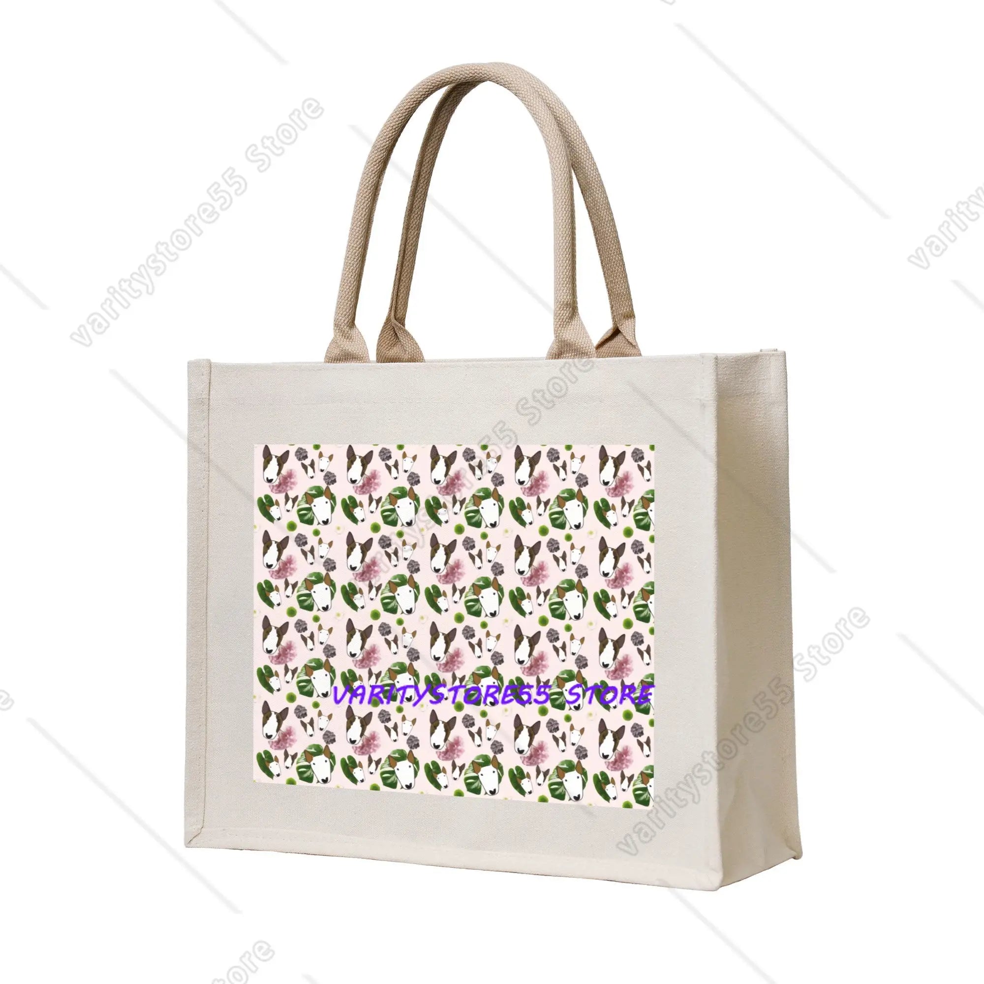 Custom Staffy Dog Canvas Shopping Bag