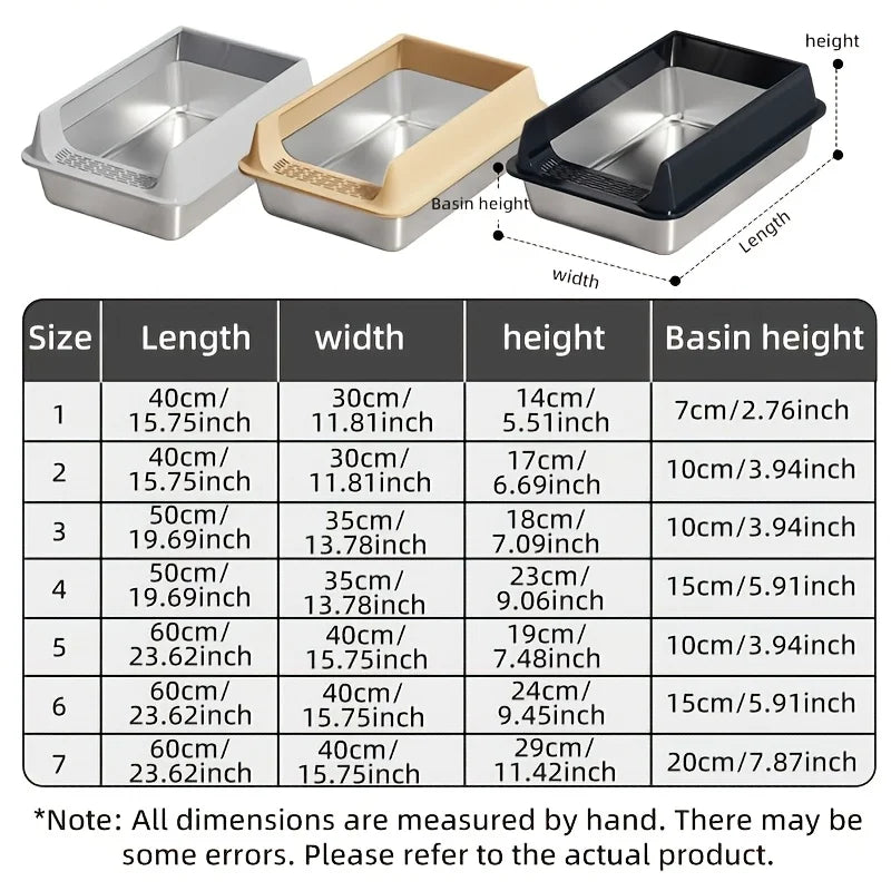 Splash-Proof Stainless Steel Litter Box