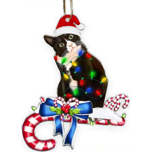 Charming Black Cat Christmas Ornament