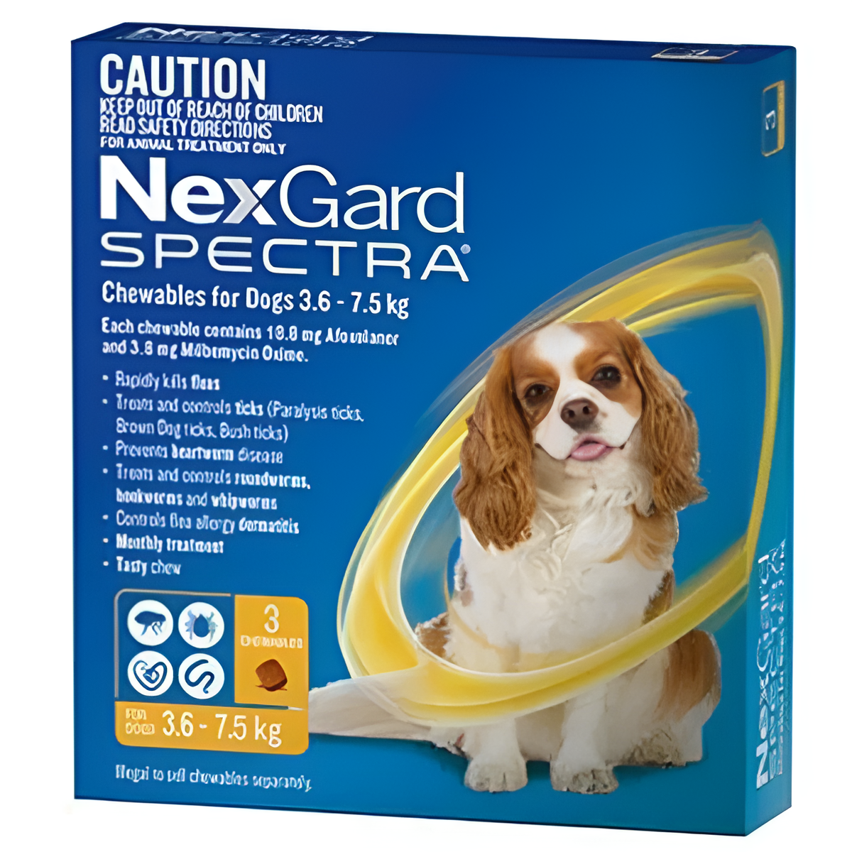 Nexgard Spectra For Dogs 3.6kg - 7.5kg (3 Chew Tablets)