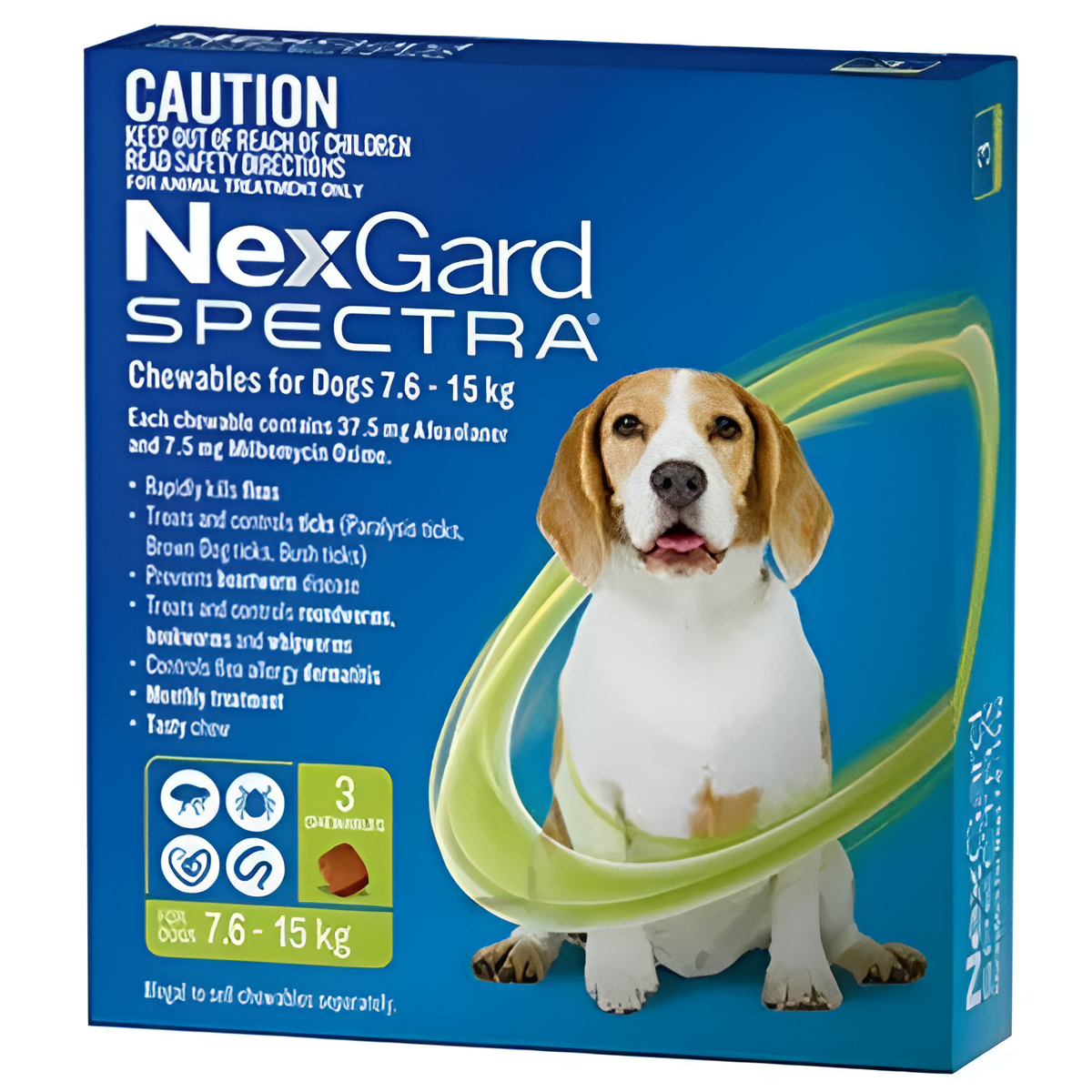 Nexgard Spectra For Dogs 7.6kg - 15kg (3 Chew Tablets)