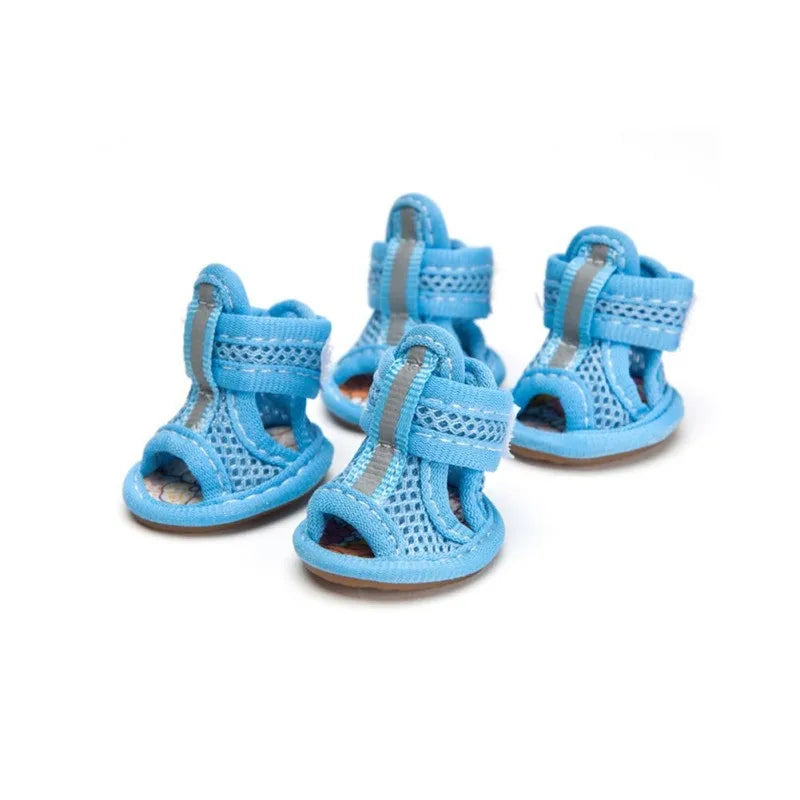 Blue non-slip dog sandals for small dogs