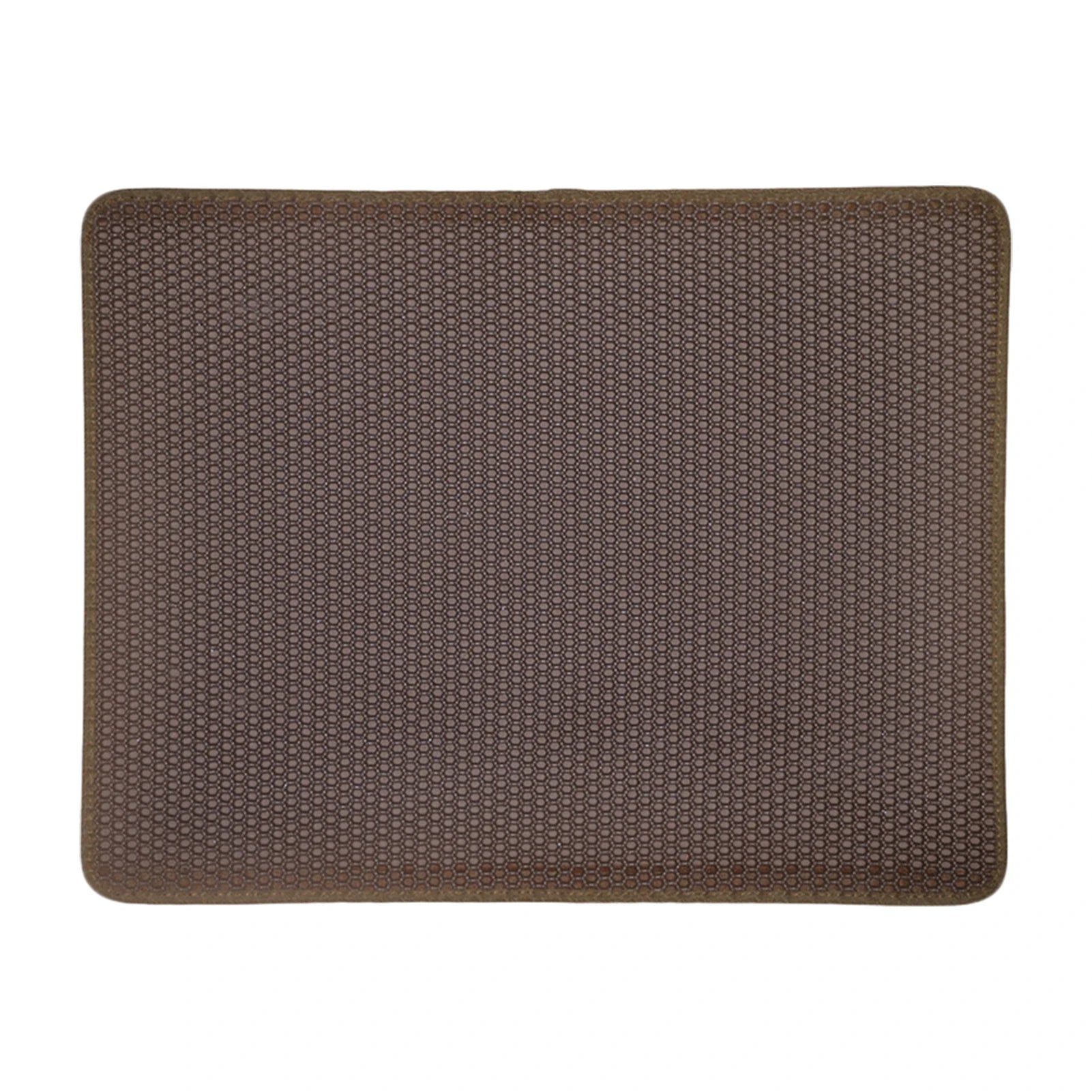 Brown rectangular pet mat with textured honeycomb surface and rounded corners
