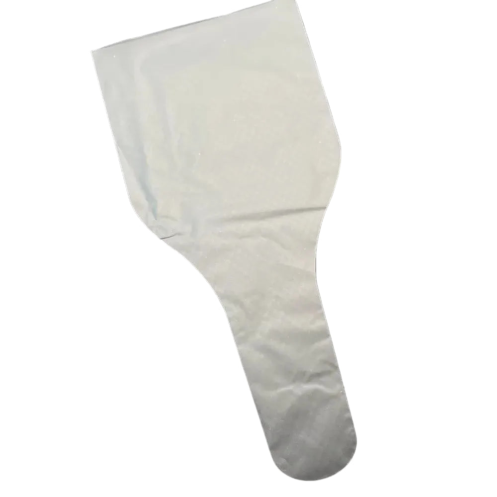 Clear disposable canine semen collection bag with long handle for dog breeding and artificial insemination use