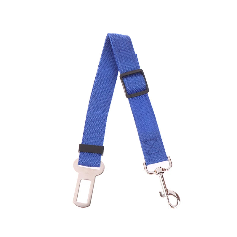 Dark blue adjustable dog car seat belt tether