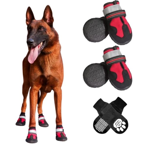 Waterproof Reflective Dog Shoes (Red)