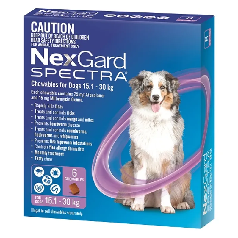 Nexgard Spectra For Dogs 15.1kg - 30kg (6 Chew Tablets)