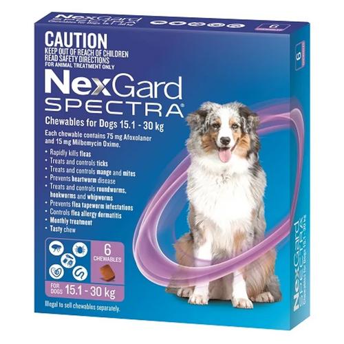 Nexgard Spectra For Dogs 15.1kg - 30kg (6 Chew Tablets)