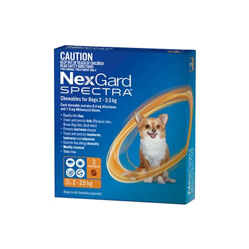 Nexgard Spectra For Dogs 2kg - 3.5kg (3 Chew Tablets)