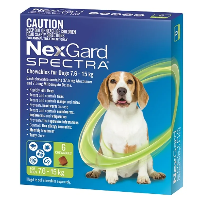 Nexgard Spectra For Dogs 7.6kg - 15kg (6 Chew Tablets)