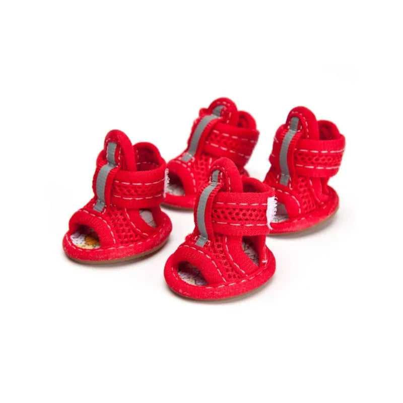 Red non-slip dog sandals for small dogs