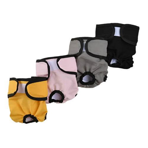 Pink reusable dog diaper with tail hole and adjustable hook-and-loop fastening straps