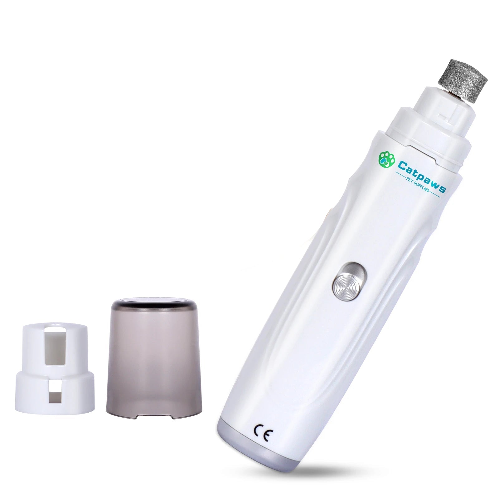 Quiet two speed dog nail grinder in white with charging stand