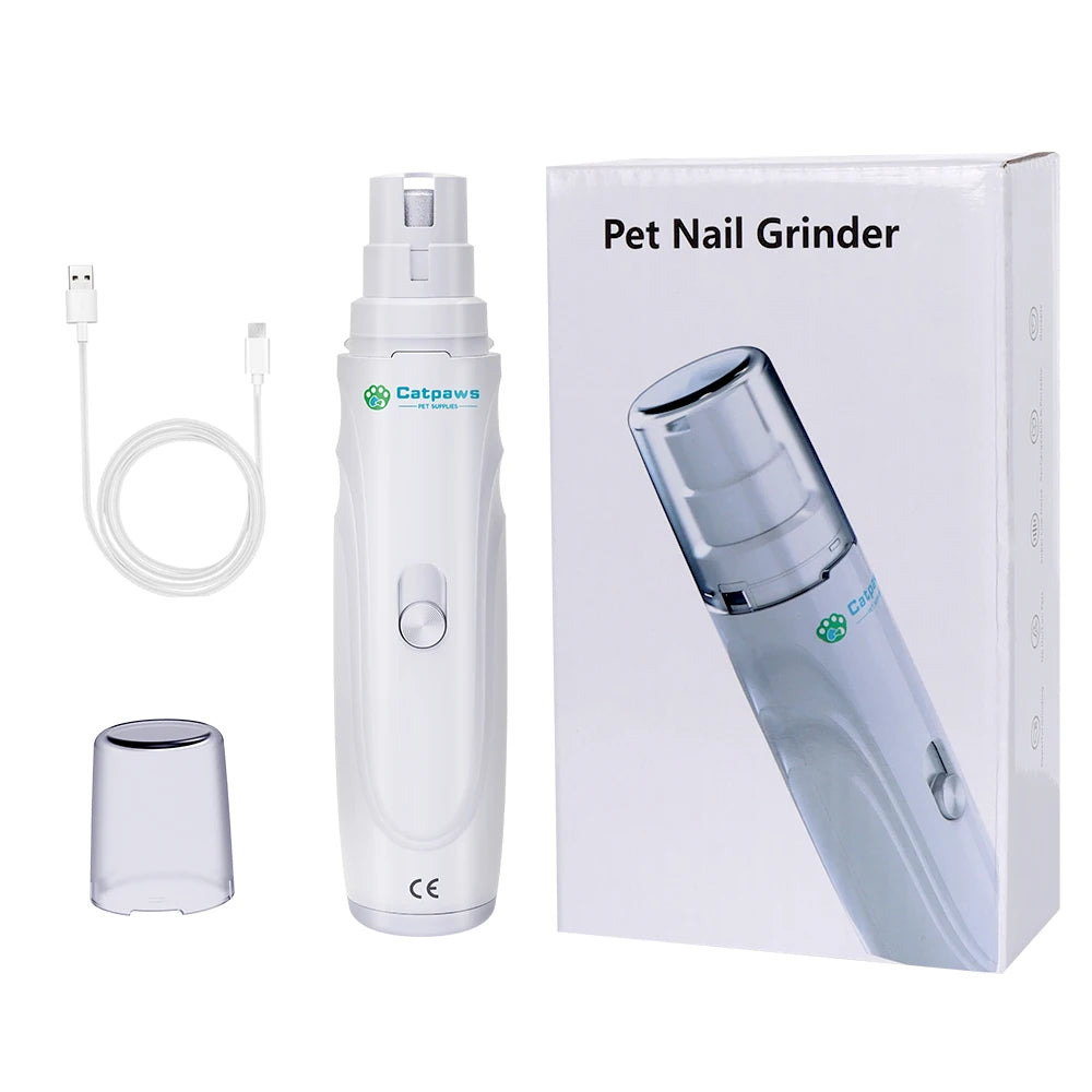 Quiet two speed dog nail grinder in white with charging stand
