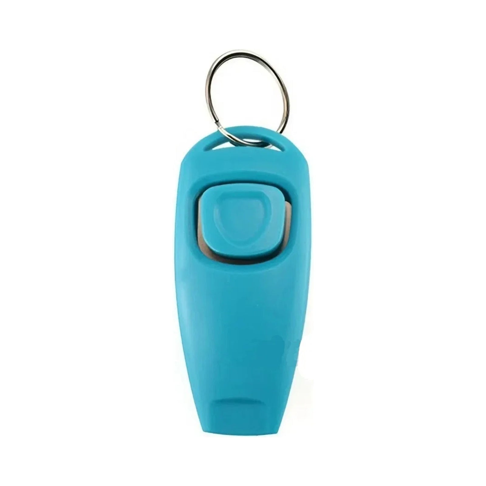 Teal 2-in-1 dog training clicker and whistle with a split ring