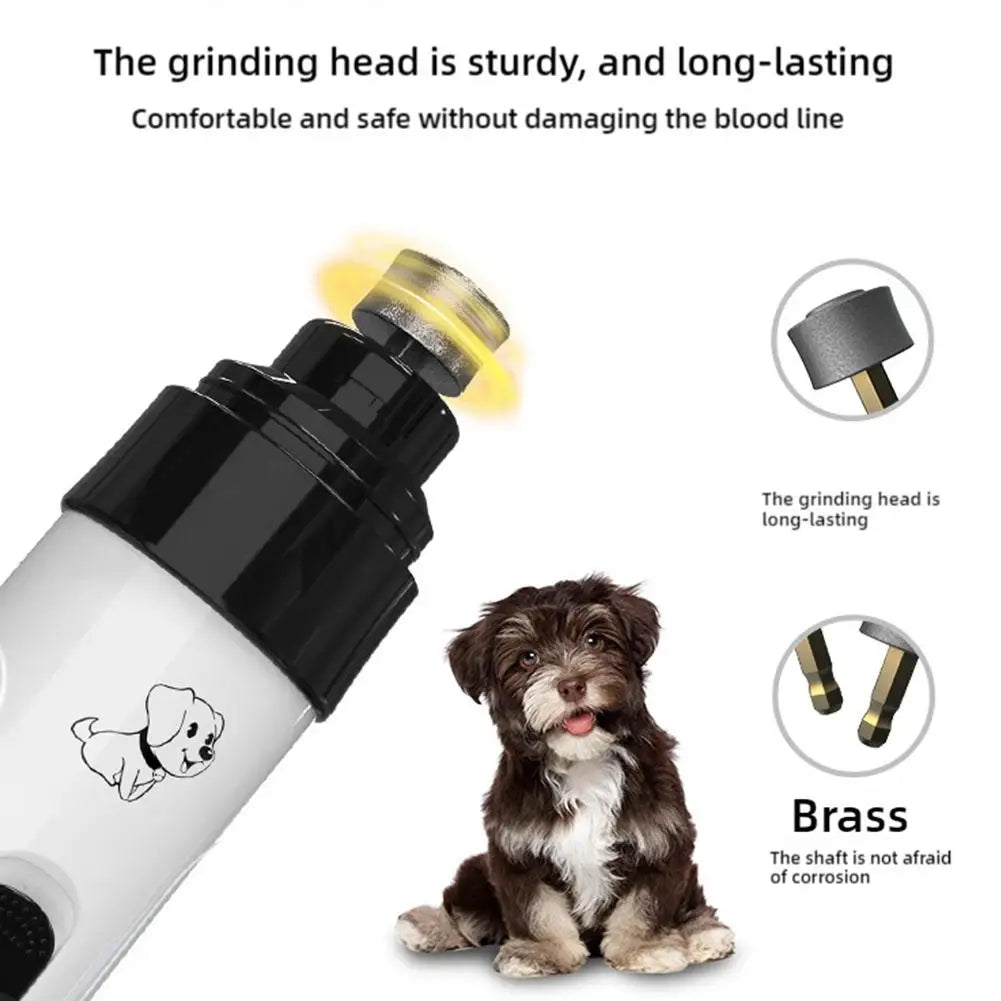 Electric dog nail grinder with diamond bit head, black and white body