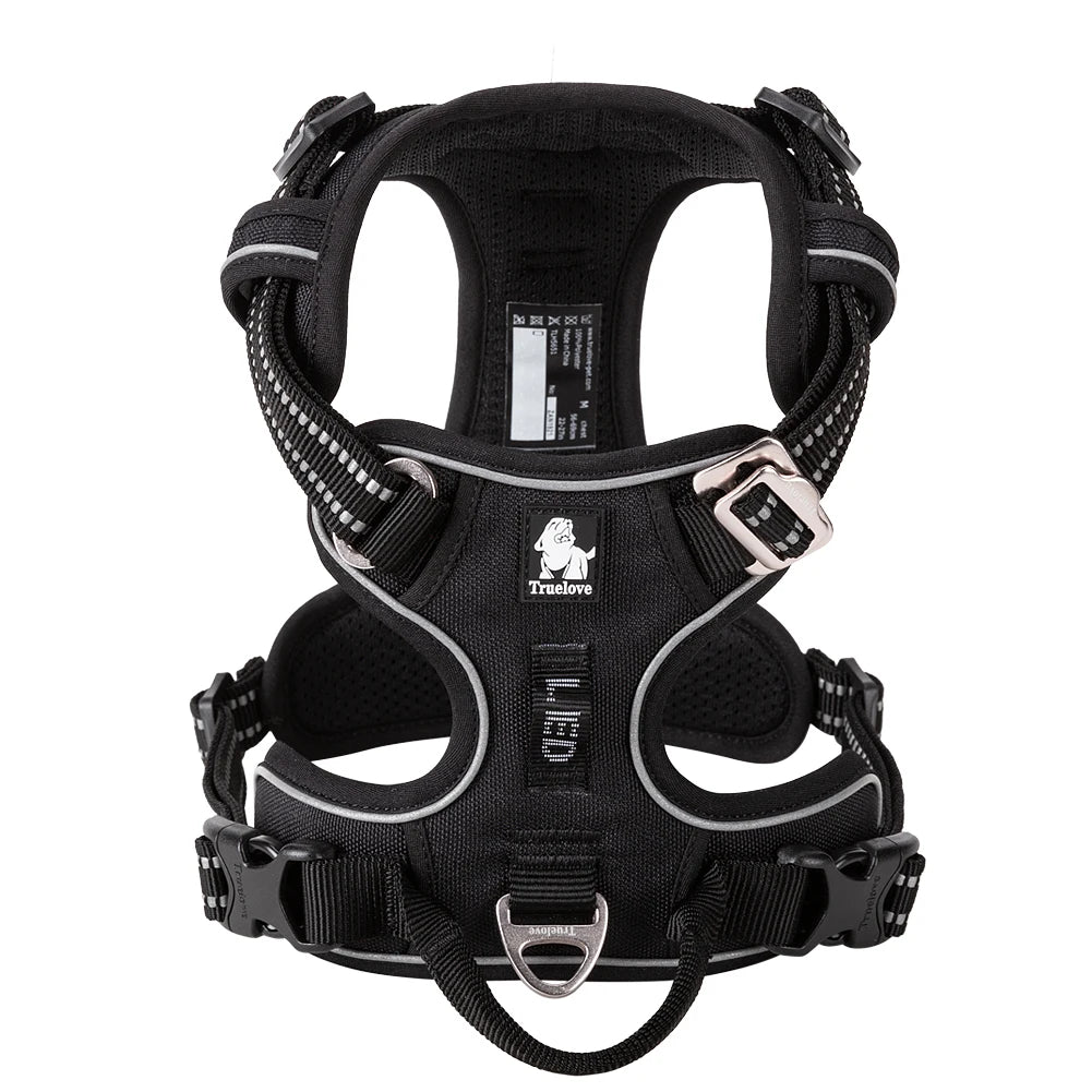 Patterned dog travel harness, front view
