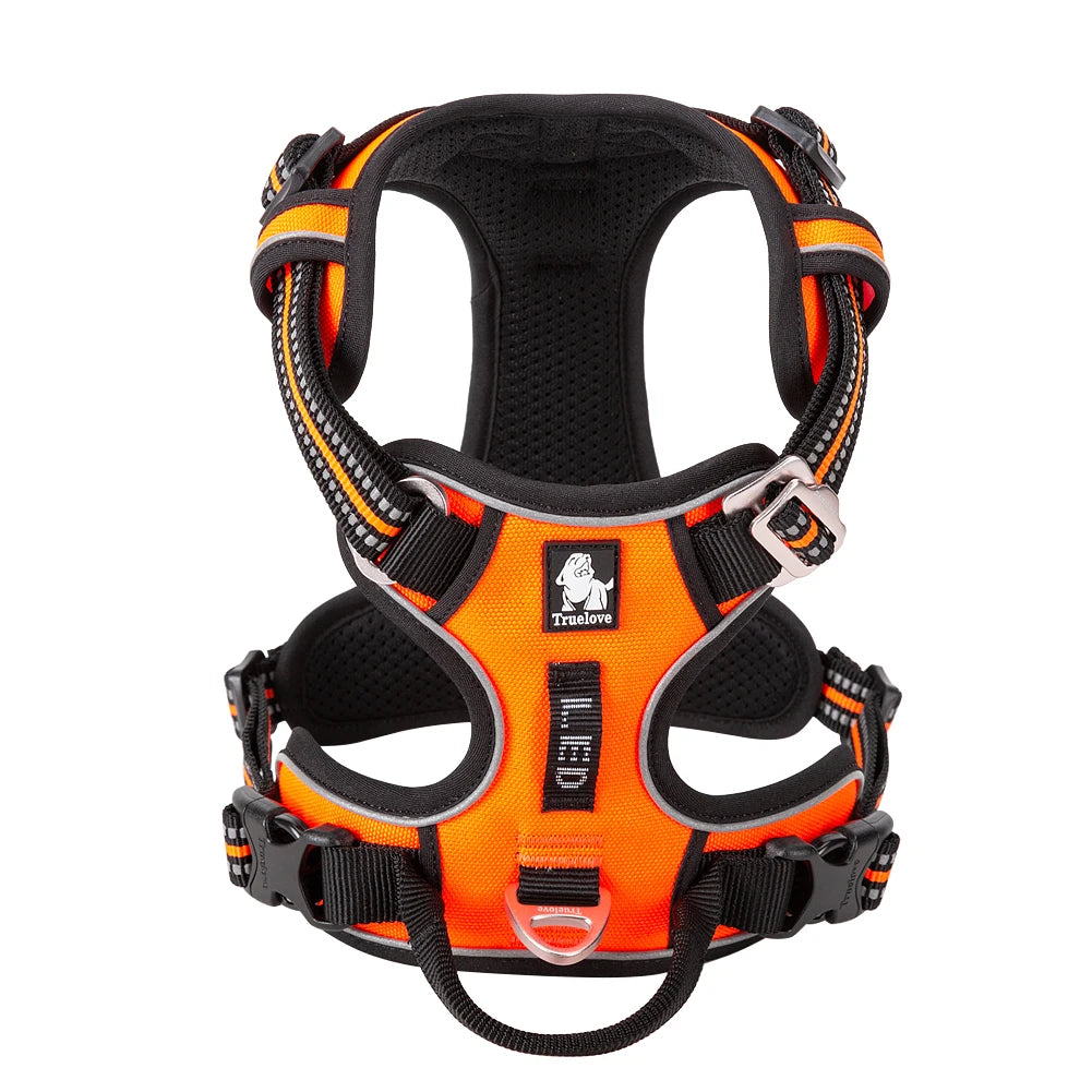 Patterned dog travel harness, front view