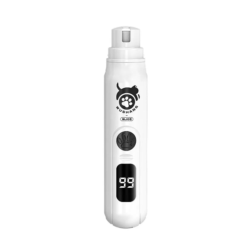 LCD pet nail grinder held upright to show its slim body