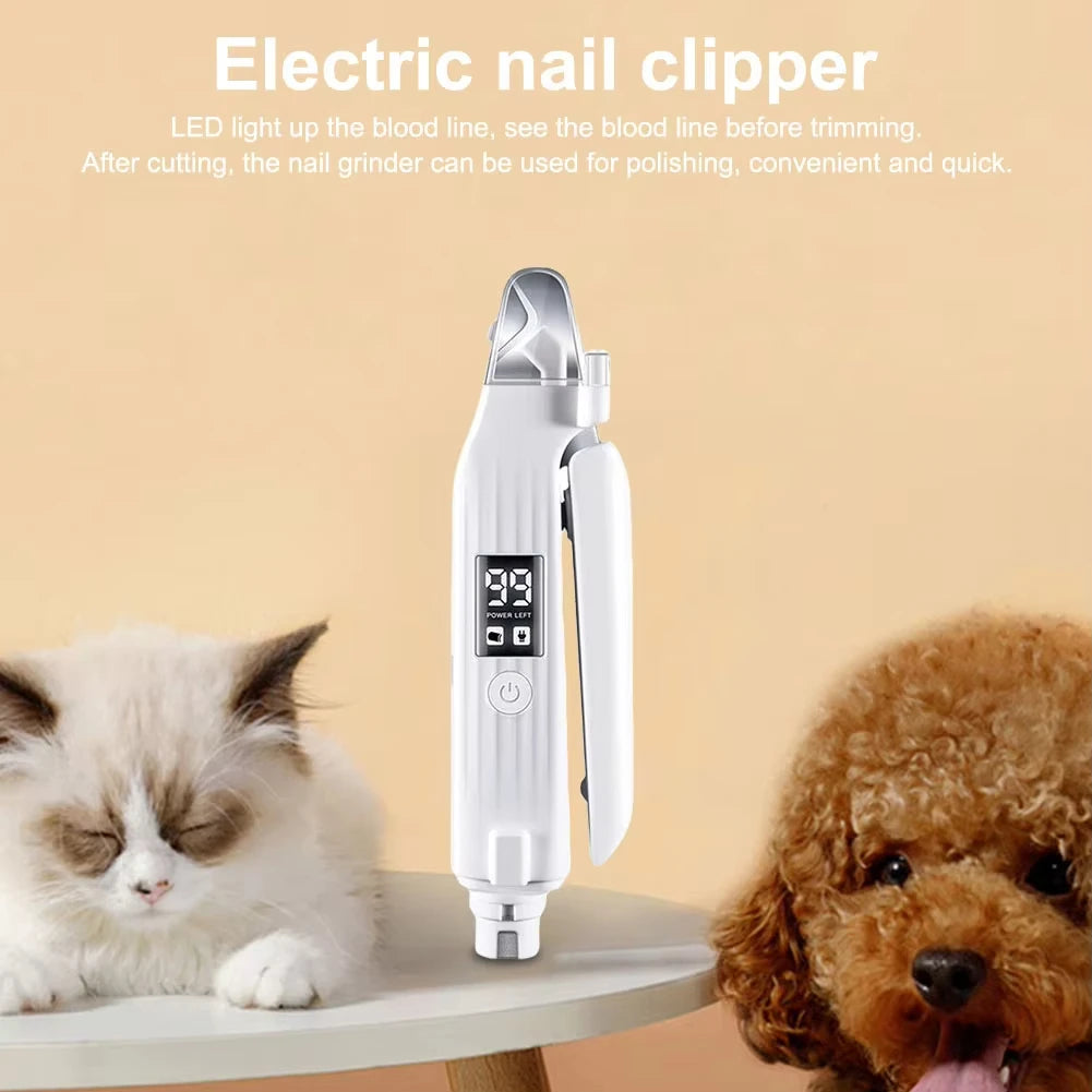 2 in 1 pet nail grinder held in one hand to show scale