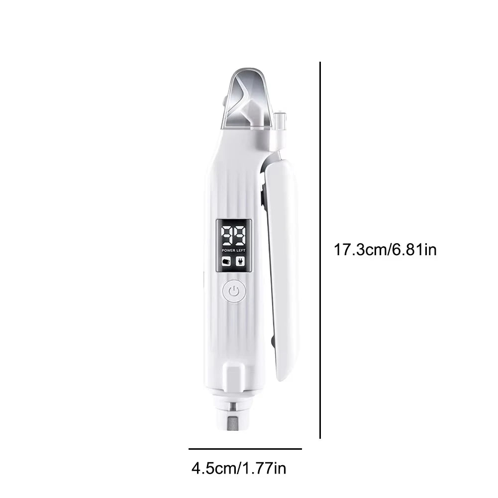 2 in 1 pet nail grinder held in one hand to show scale