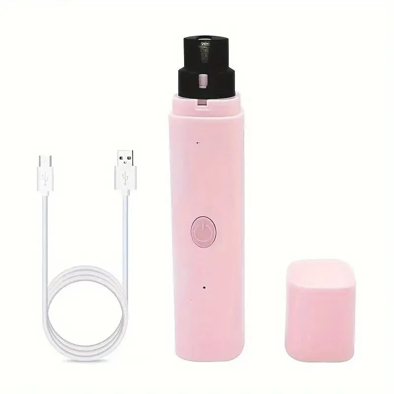 Quiet dog nail grinder shown with its charging cable